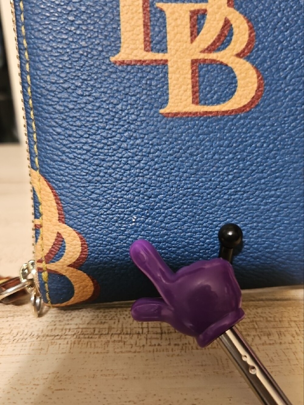 Dooney & Bourke EUC Blue Zip Around Wallet Monogram DB Logo - Picture 12 of 13